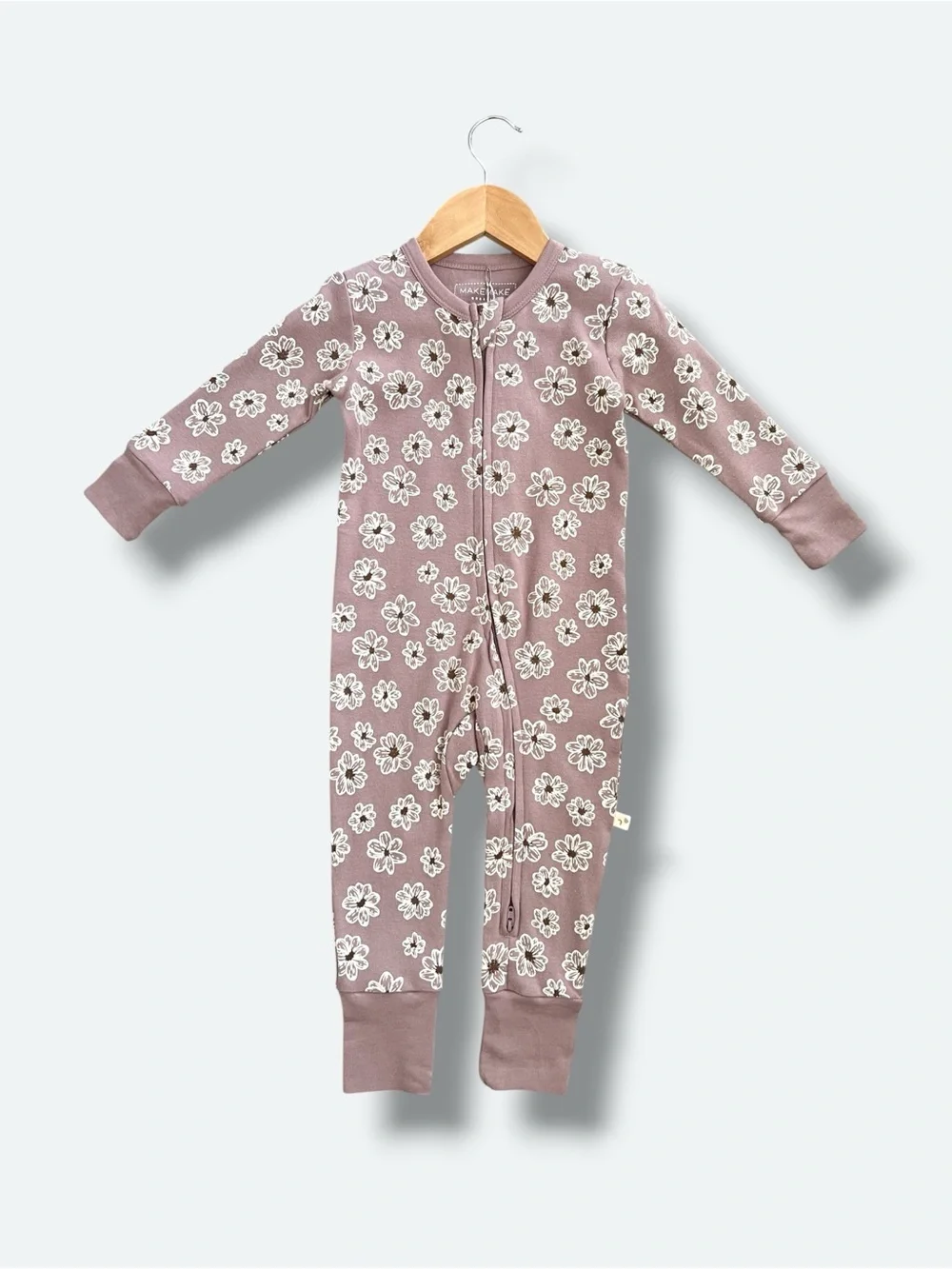 Makemake Organics Sleeper 18-24M Mauve Floral Two Way Zip Organic Cotton NWT